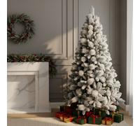 Shatchi 7Ft Green Helsinki Snow Covered Christmas Tree
