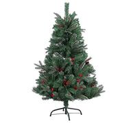 Shatchi 7ft Naturally Decorated Artificial Christmas Tree with Frosted Tips, Red Pine Cones and Barries