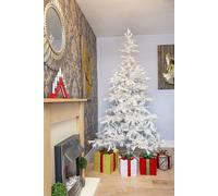 Shatchi 7Ft Prelit Bavarian Pine Snow White Christmas Tree White Leds