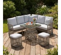 Shatchi 8 Seater Aluminium Rattan Garden Sofa Set in Light Grey Shatchi Light Grey