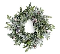 SHATCHI Cypress Pine Wreath 80cm PE Material Real-Touch Wreath with Pine Cones Fire-Resistant Bendable Wire Greenery Door Decor for Winter Seasonal Display Front Door Festive Accent