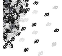 Shatchi 80Th Birthday Confetti Black & Silver 1 Pack X 14 Grams Birthday Decoration Foil Metallic 1 Pack
