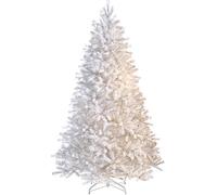 SHATCHI 8ft/2.4m Pre-Lit Artificial Christmas Tree Alaskan Pine 1100 Tips-320 Warm White LEDs Metal Stand Xmas Home Decorations, 240cm