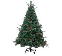 SHATCHI 8ft/240Cm Nordic Fir Artificial Christmas Tree Naturally Decorated with Pine Cones and Barries with Frosted Tips, Green, 8Ft