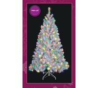 Shatchi 8Ft/240Cm Pre-Lit Artificial Christmas Tree Alaskan Pine Metal Stand Warm Leds Multicolours