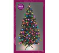 8ft/2.4m Pre-Lit Artificial Christmas Tree Alaskan Pine Black 1100 Tips - 320 Multicolour LEDs Metal Stand Xmas Home Decorations