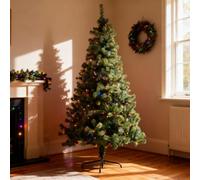 Shatchi 8Ft Pre-Lit Artificial Christmas Tree, Green Alaskan Pine, 320 Multicolour Led Lights Indoor & Outdoor Xmas Decoration