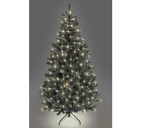 8ft/2.4m Pre-Lit Artificial Christmas Tree Alaskan Pine Black 1100 Tips - 320 Warm White LEDs Metal Stand Xmas Home Decorations
