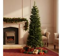 Shatchi 8Ft Slim Pine Green Tree Christmas Holiday Festive Xmas Home Decorations With Pencil Point Tips