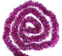 SHATCHI 8Pcs Hot Pink Christmas Tinsels 1.8m/6ft Xmas Metallic Chunky Tinsel Garland for Christmas Tree Hanging Decorations