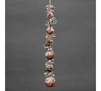 SHATCHI 90cm Garland with Rustic Jingle Bells Wooden Sticks, Berries and Pinecones Christmas Home Wall Door Hanger Sleigh Bells Xmas Holiday Hanging Decorations