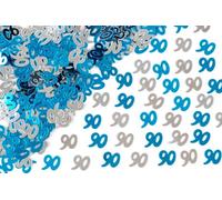 Shatchi 90Th Birthday Confetti Blue & Silver 4 Pack X 14 Grams Birthday Decoration Foil Metallic 4 Pack