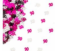 Shatchi 90Th Birthday Confetti Pink & Silver 4 Pack X 14 Grams Birthday Decoration Foil Metallic 4 Pack