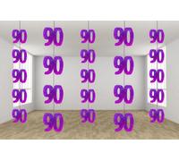 Shatchi 90Th Glitz Pink Anniversary Birthday Metallic Hanging String Shiny Foil Wall Decorations Pack Of 6