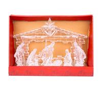 Acrylic Nativity Scene LED Light-Up Music Centerpiece - Jesus, Mary, Joseph & Wise Men, Star or Angel, Battery Powered