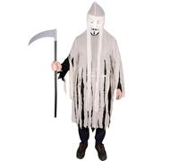 SHATCHI Adult Haunted Grim Reaper Halloween Costume Zombie Robe Cosplay Fancy Dress Outfit for Stag Carnival Parties, Black, Extra Large