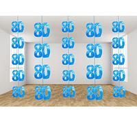 SHATCHI Age Hanging String 13th-90th Glitz Anniversary Birthday Metallic Shiny Foil Banner Party Door Wall Decorations Pack of 6, Blue