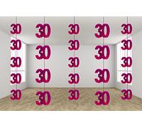 SHATCHI Age Hanging String 13th-90th Glitz Anniversary Birthday Metallic Shiny Foil Banner Party Door Wall Decorations Pack of 6, Pink