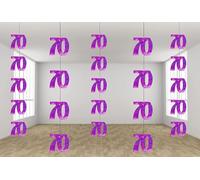 SHATCHI Age Hanging String 13th-90th Glitz Anniversary Birthday Metallic Shiny Foil Banner Party Door Wall Decorations Pack of 6, Pink