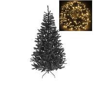 SHATCHI Alaskan Pine Jet Black Christmas Tree Home Decorations Sizes 8ft / 240cm / with 500 Warm White LEDs Lights (Separate), 240
