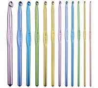 Set of 12 High Quality Aluminium Crochet Hooks Needles Yarn Weave Knit Craft Set Weaving Knitting Tool Hobby Sizes 2mm - 8mm
