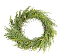 SHATCHI Araucaria Wreath Set 80cm Hanging Wreaths PE Artificial Green Wreath with Mini Pine Cones Real Touch Feeling Fire-Resistant Bendable Wire for Winter Christmas Front Door Decor