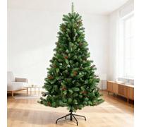 Artificial Christmas Tree Maryland Fir Green Tips Red Berries and Pine Cones Xmas Home Decorations Metal Stand, 5Ft Shatchi Green 5ft