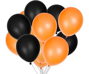 SHATCHI Assorted 12Inch Orange and Black Plain Helium Latex Balloons for Birthday Party Decorations Halloween Celebrations Pack of 15/30/60