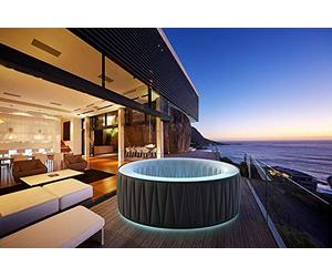 SHATCHI Aurora Delight 6 Bathers Bubble Spa Portable Inflatable Quick Heating Round Hot Tub, Smoky Grey