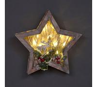Shatchi B/O LED Wooden Reindeer Scene - Star Shape - W38xD6xH38cm in Brown Shatchi Brown