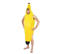 SHATCHI Yellow Banana Fruit Fancy Party Adult Costume Halloween Unisex Funny Dress Up Stag Night Jumpsuit, One Size