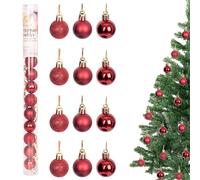 30mm/24Pcs Christmas Baubles Shatterproof Dark Red, Christmas Tree Decorations Ball Ornaments Balls Xmas Hanging Decorations Holiday Decor - Shiny,Matte,Glitter