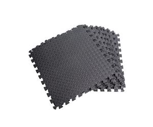 Shatchi Black Gym Flooring Puzzle Mat Interlocking Eva Floor Tiles Non Slip Rubber Cushion For Home Workout Yoga Matting,36Pcs