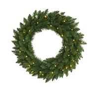SHATCHI Black Imperial Pine Garland Christmas Holiday Xmas Home Office Fireplaces Stairs Decoration with Non Pre-Lit (CW/WW/Multicolour, Green w/Warm White LEDs, 55cm Wreath