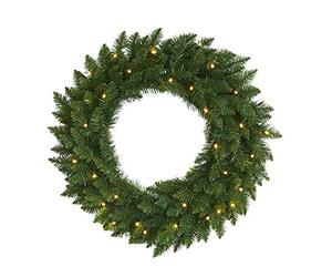 SHATCHI Black Imperial Pine Garland Christmas Holiday Xmas Home Office Fireplaces Stairs Decoration with Non Pre-Lit (CW/WW/Multicolour, Green w/Warm White LEDs, 55cm Wreath