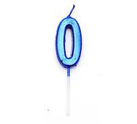 SHATCHI Blue 0 Number Candle Birthday Wedding Anniversary New Year Party Cake Decorations Topper
