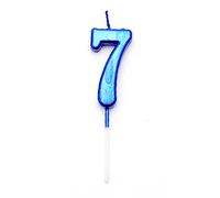 SHATCHI Blue 7 Number Candle Boys Birthday Wedding Anniversary New Year Party Cake Decorations Topper,4.5 cm