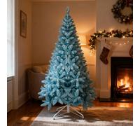 Shatchi Blue Flocked Artificial Christmas Tree - 1396 Tips, Snowy Winter Effect