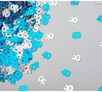 SHATCHI Blue & Silver 40th Birthday Confetti Foil Metallic Glitz Table Scatter Sprinkles Age Bday Party Decorations, 12mm (SHATCHI)