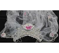 SHATCHI Bride to Be Flashing Tiara & Veil with Stars & Diamantes Party Supplies, Multi