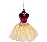 3Pcs Burgundy and Gold Ballerina Costume Figure 15cm - Christmas Tree Hanging Decorations Festive Decorative Ornaments Fairy Tale Themed Xmas Tree Pendant