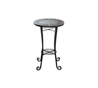 Shatchi Cairo Mosaic Plant Stand Side Table 35cm Ceramic Tile Top Metal Frame for Indoor Outdoor Use - 38.5 x 44 x 68