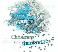 Shatchi Christening Confetti Blue & Silver 14 Grams Table Scatter Party Decorations 5 Pack