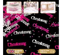 Shatchi Christening Confetti Pink & Silver 14 Grams Table Scatter Party Decorations 4 Pack
