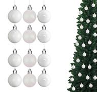 Shatchi Christmas 3cm Bauble Polka Dots Tree Hanging Decoration Festive Sparkle 12pcs OR 24 pcs in White | Size: 12 Pack Shatchi White 12 Pack