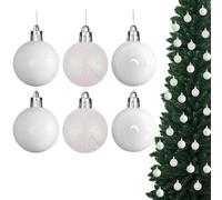 30mm/24Pcs Christmas Baubles Shatterproof White, Christmas Tree Decorations Ball Ornaments Balls Xmas Hanging Decorations Holiday Decor - Shiny,Matte,Glitter