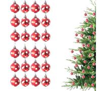 Shatchi Christmas 3cm Bauble White Tree Hanging Decoration Festive Sparkle 12pcs OR 24 pcs in Red | Size: 24 Pack Shatchi Red 24 Pack