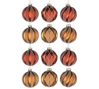 12Pcs/80mm Glass Baubles Christmas Tree Balls Spheres Hanging Ornaments Set Assorted Designs Xmas Tree Decorations