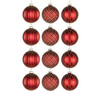 12Pcs/80mm Glass Baubles Christmas Tree Balls Spheres Hanging Ornaments Set Assorted Designs Xmas Tree Decorations