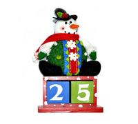 Shatchi Christmas Calender Wooden Block Snowman Theme Christmas Decorations Shatchi Multicolor